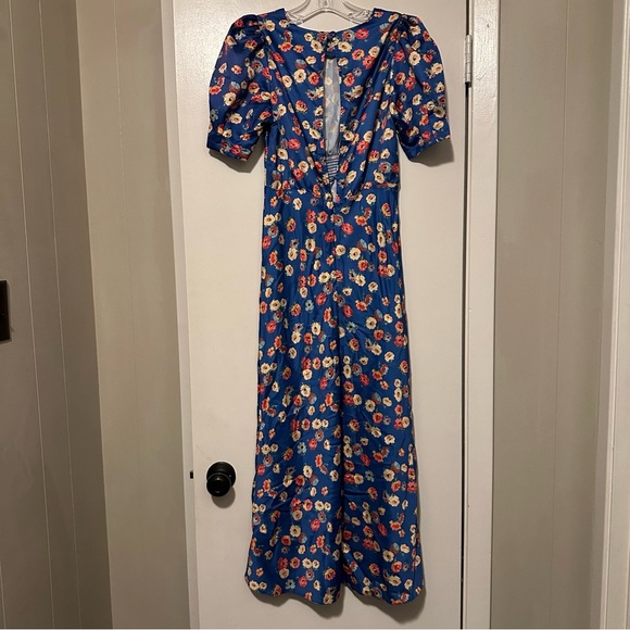 NWT ASOS blue floral midi tea dress size 4 - Picture 4 of 9